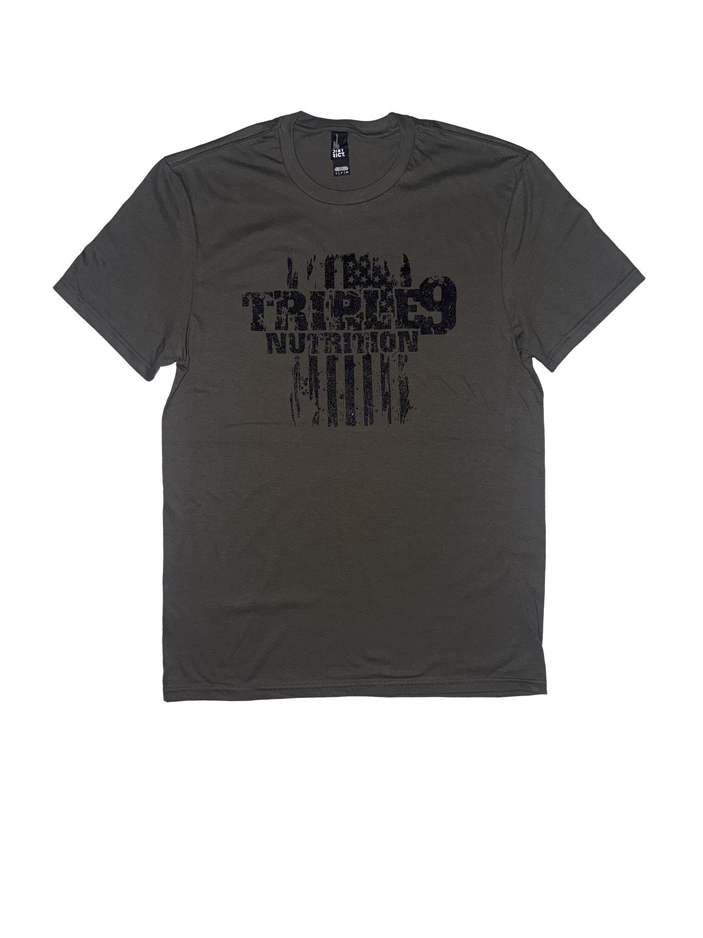 Military Green Triple 9 Nutrition short sleeve logo cotton t-shirt