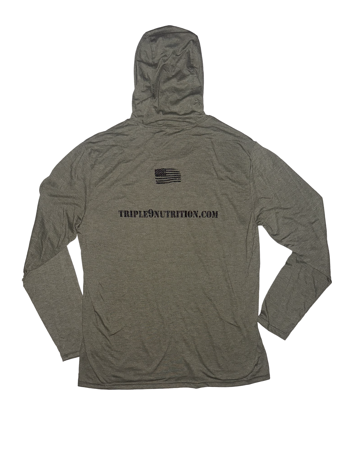 Military Green Triple 9 Nurtition Logo Hooded Long Sleeves