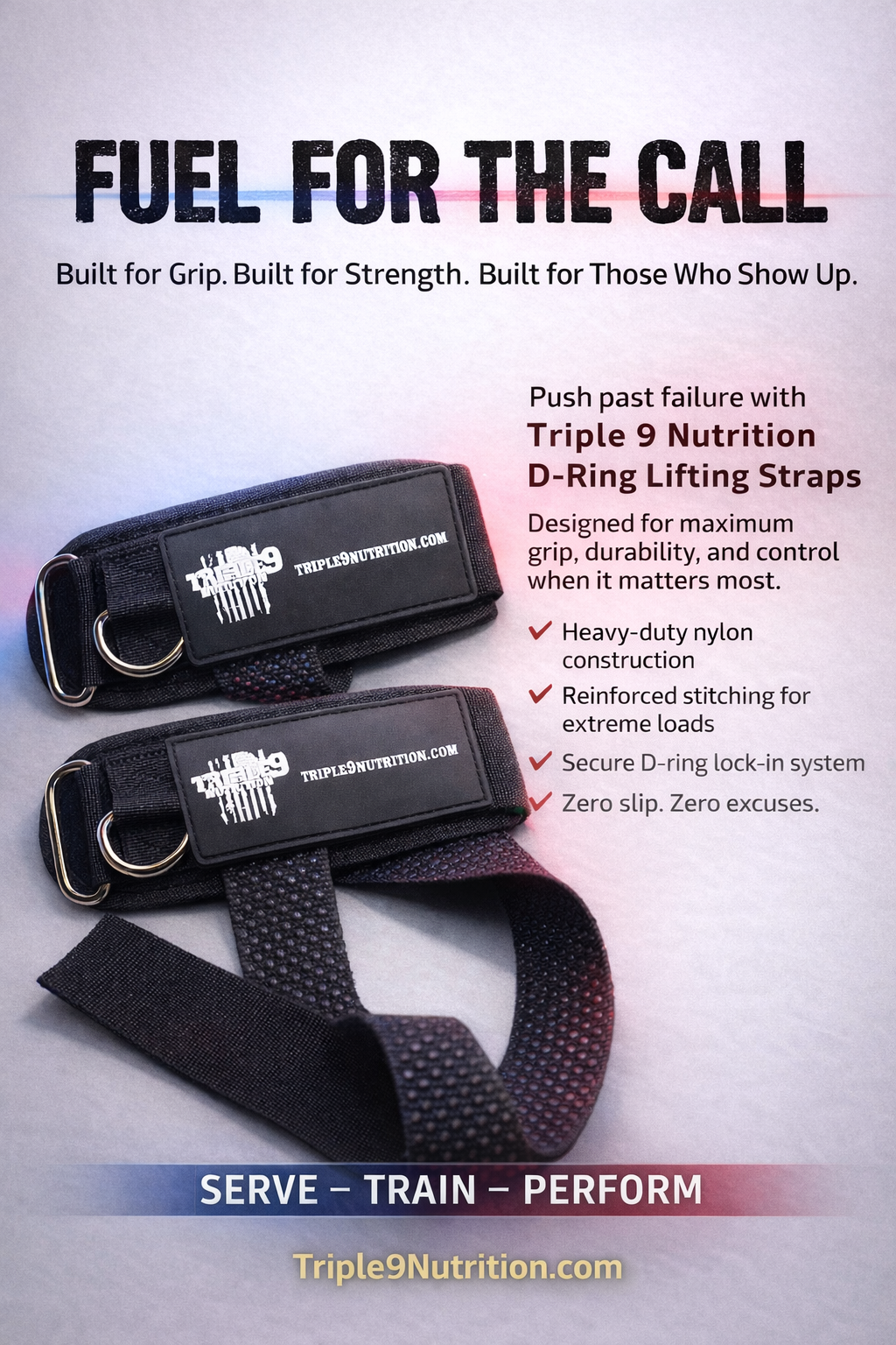 Triple 9 Nutrition D-Ring Lifting Straps