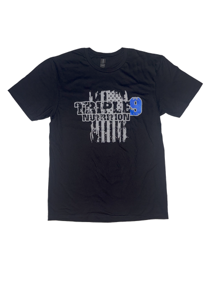 Black Triple 9 Nutrition short sleeve logo cotton t-shirt