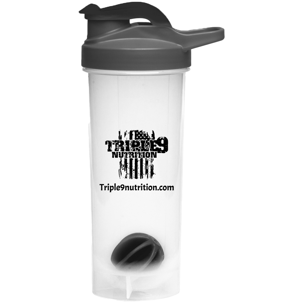 Triple 9 Nutrition Shaker Bottle. Built for first responders, this durable, leak-proof shaker keeps your pre-workout, protein, or recovery drinks smooth and ready to go. 